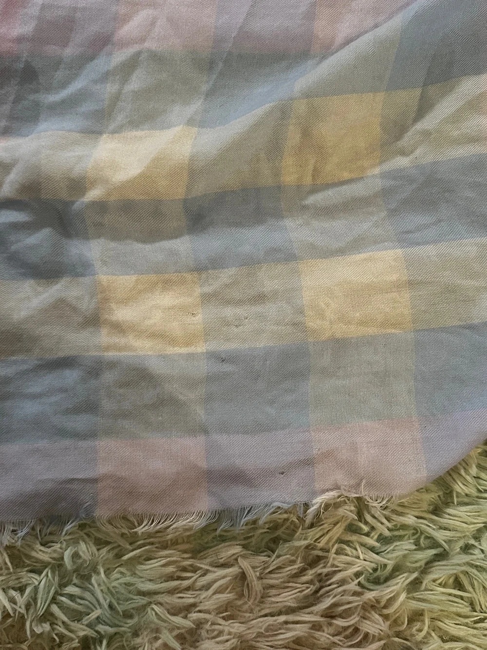 Burberry Pastel Plaid Scarf in Lavender and Light Blue